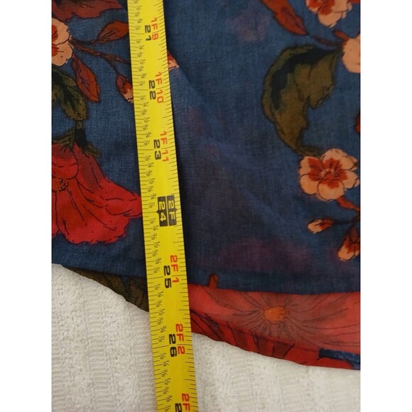 Daniel Rainn XS Boho Floral Tunic Blouse Tie Neck Long Sleeve - Picture 9 of 15